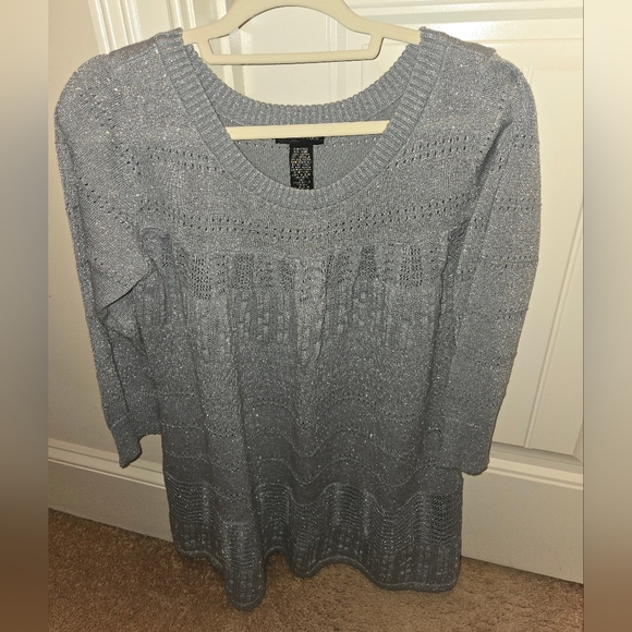 🆕️WOMENS RAMPAGE SILVER BABY DOLL SWEATER SIZE MEDIUM & LARGE ☆NEW☆ - Picture 6 of 6